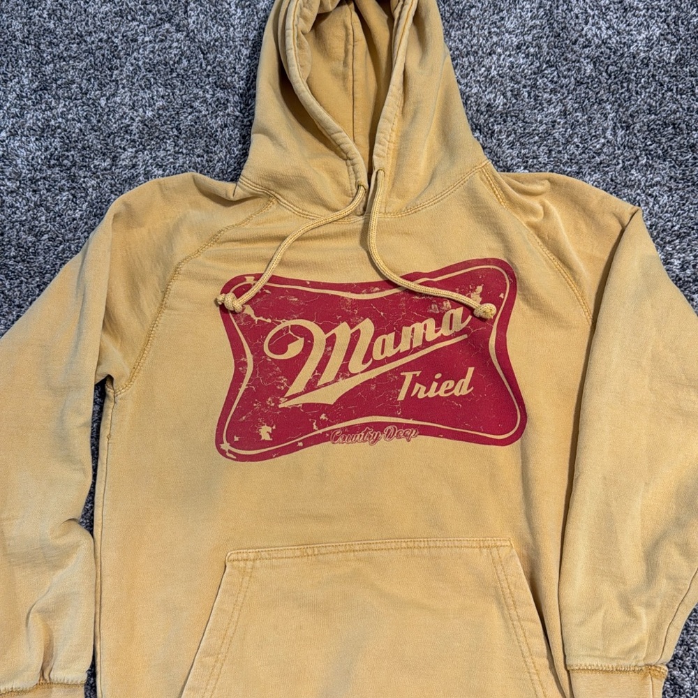 Yellow Hoodie with Red Graphic